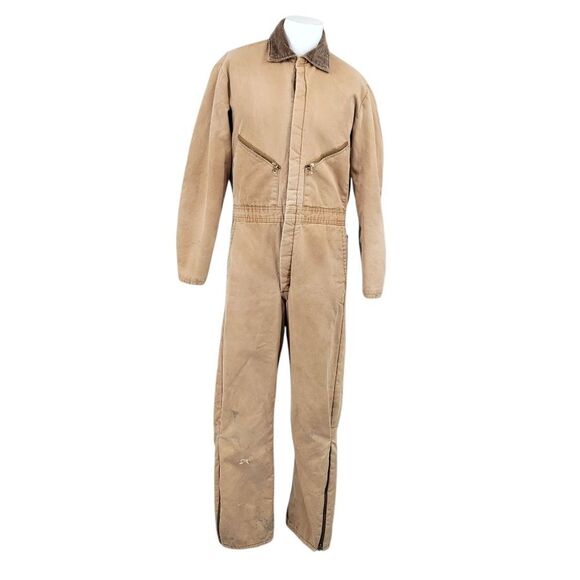 Walls Vintage Blizzard Pruf Coveralls Canvas Insulated Men's Tan Corduroy Collar - Picture 1 of 16